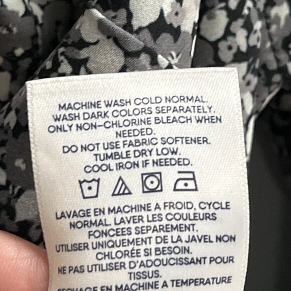 Lands End 365 Top Womens 2X Gray Floral Long Sleeve Button Down Boyfriend Tunic - Picture 5 of 7